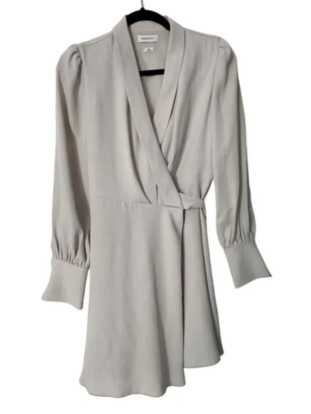 New Aritzia Babaton Hyde satin bishop long sleeve wrap style v-neck minidress - Picture 15 of 16